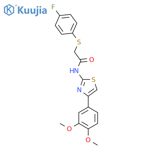 N-4-(3,4-dimethoxyphenyl)-1,3-thiazol-2-yl-2-(4-fluorophenyl)sulfanylacetamide structure