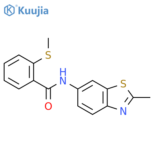 N-(2-methyl-1,3-benzothiazol-6-yl)-2-(methylsulfanyl)benzamide structure