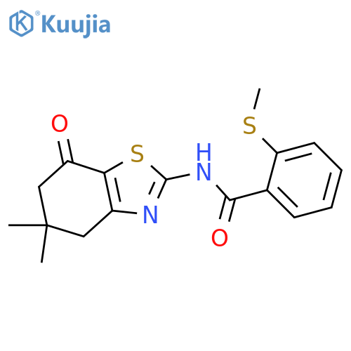 N-(5,5-dimethyl-7-oxo-4,5,6,7-tetrahydro-1,3-benzothiazol-2-yl)-2-(methylsulfanyl)benzamide structure