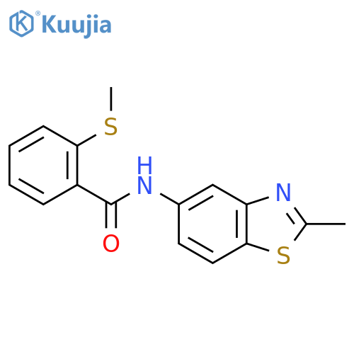 N-(2-methyl-1,3-benzothiazol-5-yl)-2-(methylsulfanyl)benzamide structure