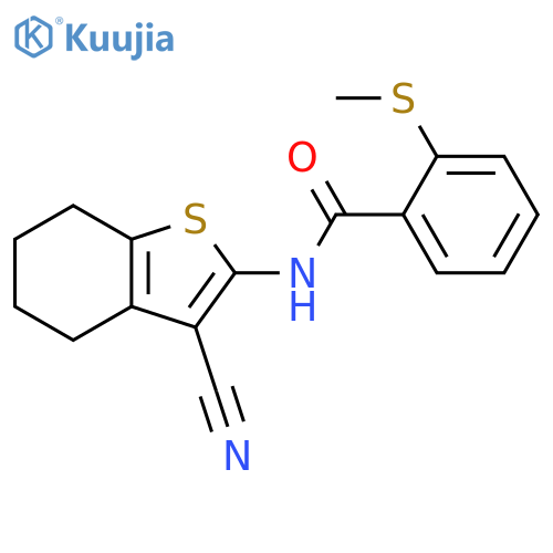 N-(3-cyano-4,5,6,7-tetrahydro-1-benzothiophen-2-yl)-2-(methylsulfanyl)benzamide structure