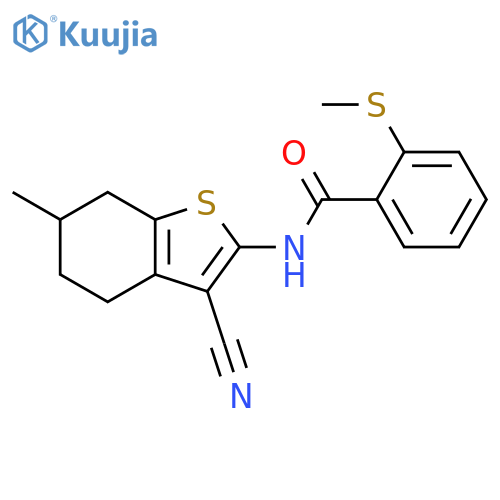 N-(3-cyano-6-methyl-4,5,6,7-tetrahydro-1-benzothiophen-2-yl)-2-(methylsulfanyl)benzamide structure