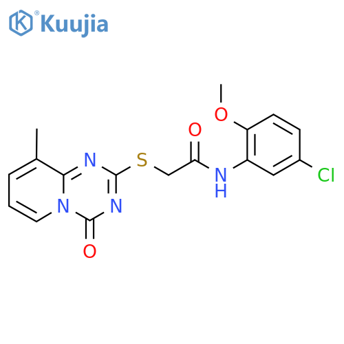 N-(5-chloro-2-methoxyphenyl)-2-({9-methyl-4-oxo-4H-pyrido1,2-a1,3,5triazin-2-yl}sulfanyl)acetamide structure