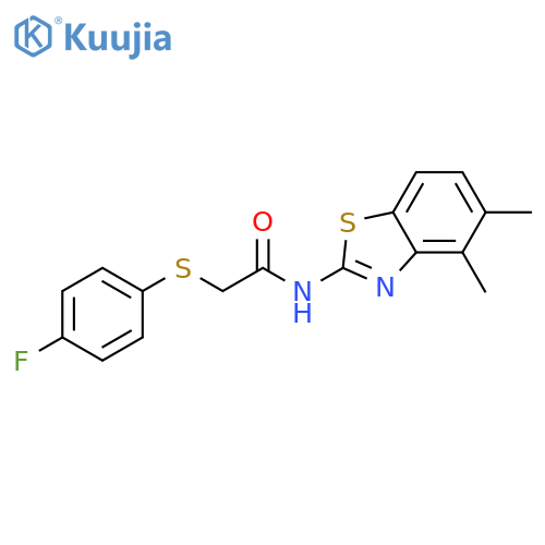 N-(4,5-dimethyl-1,3-benzothiazol-2-yl)-2-(4-fluorophenyl)sulfanylacetamide structure