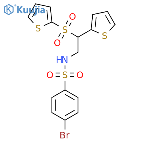 4-bromo-N-2-(thiophen-2-yl)-2-(thiophene-2-sulfonyl)ethylbenzene-1-sulfonamide structure