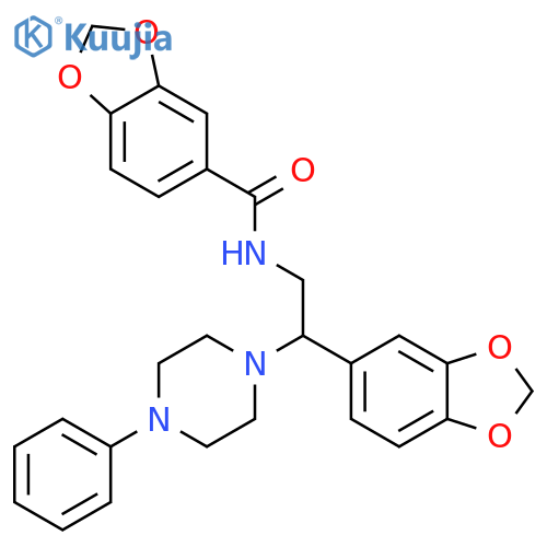 N-2-(2H-1,3-benzodioxol-5-yl)-2-(4-phenylpiperazin-1-yl)ethyl-2H-1,3-benzodioxole-5-carboxamide structure