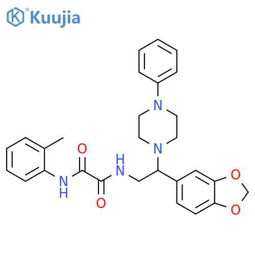 N-2-(2H-1,3-benzodioxol-5-yl)-2-(4-phenylpiperazin-1-yl)ethyl-N'-(2-methylphenyl)ethanediamide structure