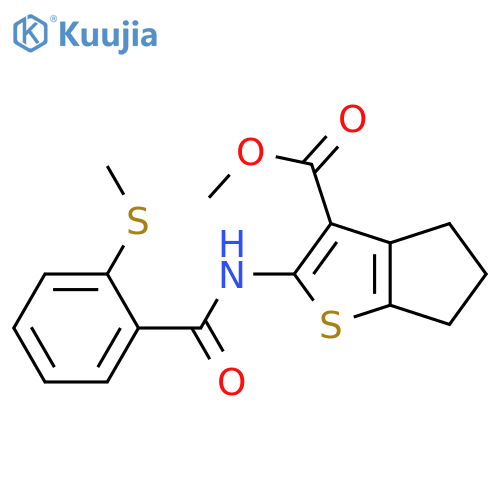 methyl 2-2-(methylsulfanyl)benzamido-4H,5H,6H-cyclopentabthiophene-3-carboxylate structure