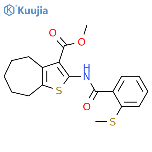 methyl 2-2-(methylsulfanyl)benzamido-4H,5H,6H,7H,8H-cycloheptabthiophene-3-carboxylate structure