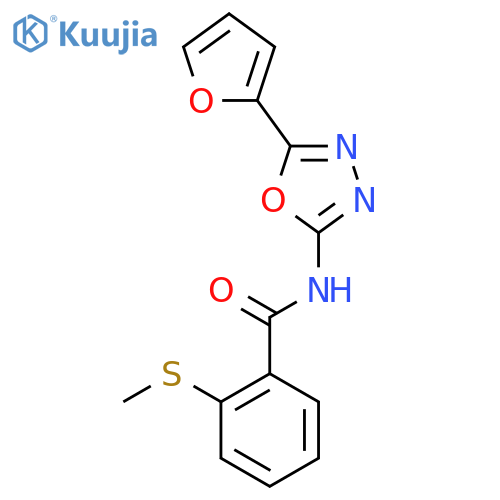 N-5-(furan-2-yl)-1,3,4-oxadiazol-2-yl-2-(methylsulfanyl)benzamide structure