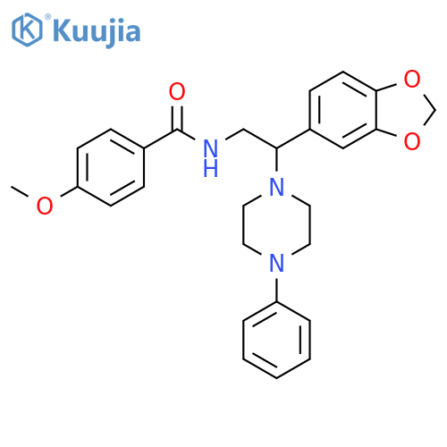 N-2-(2H-1,3-benzodioxol-5-yl)-2-(4-phenylpiperazin-1-yl)ethyl-4-methoxybenzamide structure