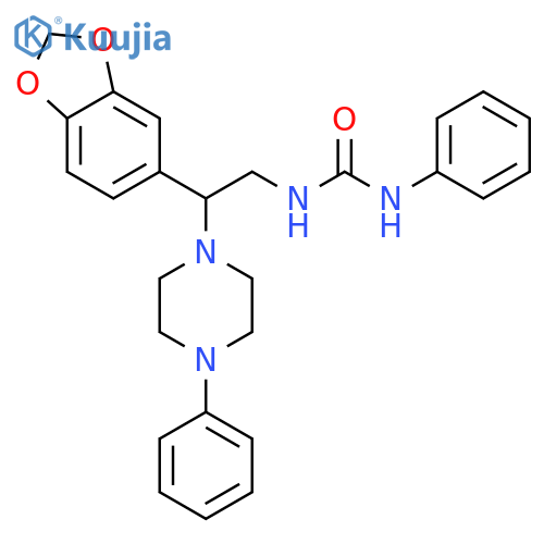 3-2-(2H-1,3-benzodioxol-5-yl)-2-(4-phenylpiperazin-1-yl)ethyl-1-phenylurea structure