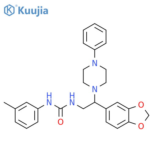 3-2-(2H-1,3-benzodioxol-5-yl)-2-(4-phenylpiperazin-1-yl)ethyl-1-(3-methylphenyl)urea structure