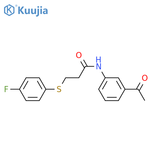 N-(3-acetylphenyl)-3-(4-fluorophenyl)sulfanylpropanamide structure
