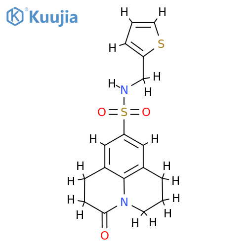 2-oxo-N-(thiophen-2-yl)methyl-1-azatricyclo7.3.1.0^{5,13}trideca-5,7,9(13)-triene-7-sulfonamide structure