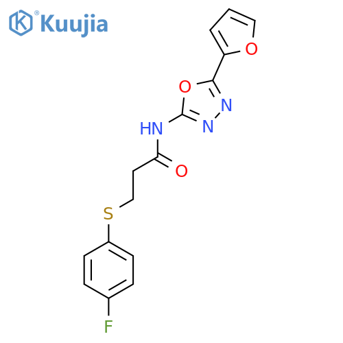 3-(4-fluorophenyl)sulfanyl-N-5-(furan-2-yl)-1,3,4-oxadiazol-2-ylpropanamide structure
