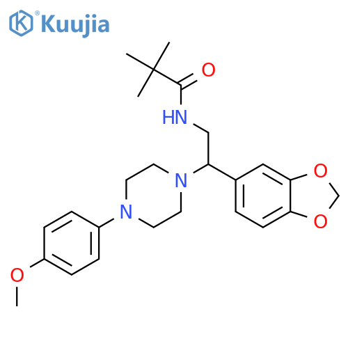 N-2-(2H-1,3-benzodioxol-5-yl)-2-4-(4-methoxyphenyl)piperazin-1-ylethyl-2,2-dimethylpropanamide structure