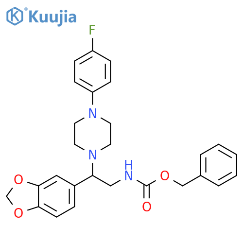 benzyl N-2-(2H-1,3-benzodioxol-5-yl)-2-4-(4-fluorophenyl)piperazin-1-ylethylcarbamate structure