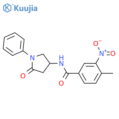 4-methyl-3-nitro-N-(5-oxo-1-phenylpyrrolidin-3-yl)benzamide structure