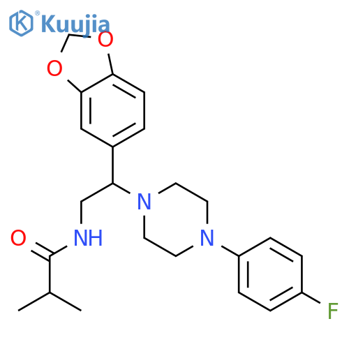N-2-(2H-1,3-benzodioxol-5-yl)-2-4-(4-fluorophenyl)piperazin-1-ylethyl-2-methylpropanamide structure