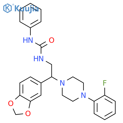 3-2-(2H-1,3-benzodioxol-5-yl)-2-4-(2-fluorophenyl)piperazin-1-ylethyl-1-phenylurea structure