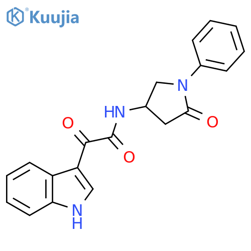 2-(1H-indol-3-yl)-2-oxo-N-(5-oxo-1-phenylpyrrolidin-3-yl)acetamide structure