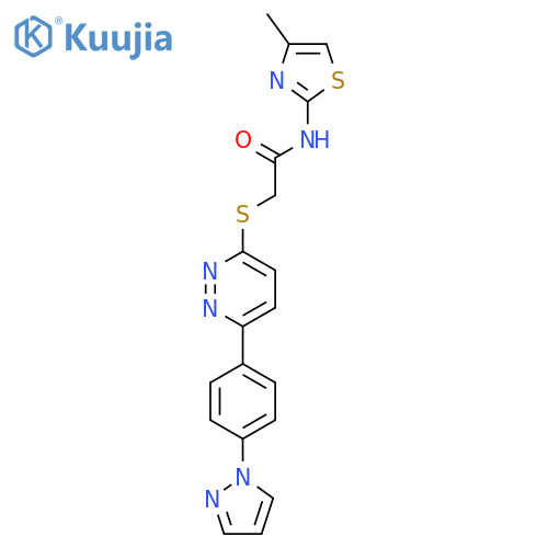 N-(4-methyl-1,3-thiazol-2-yl)-2-({6-4-(1H-pyrazol-1-yl)phenylpyridazin-3-yl}sulfanyl)acetamide structure