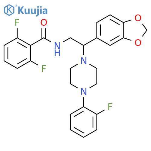 N-2-(2H-1,3-benzodioxol-5-yl)-2-4-(2-fluorophenyl)piperazin-1-ylethyl-2,6-difluorobenzamide structure
