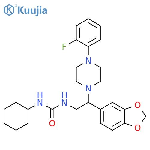 3-2-(2H-1,3-benzodioxol-5-yl)-2-4-(2-fluorophenyl)piperazin-1-ylethyl-1-cyclohexylurea structure