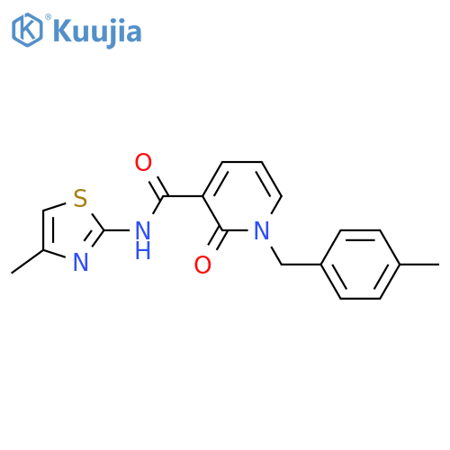 N-(4-methyl-1,3-thiazol-2-yl)-1-(4-methylphenyl)methyl-2-oxo-1,2-dihydropyridine-3-carboxamide structure