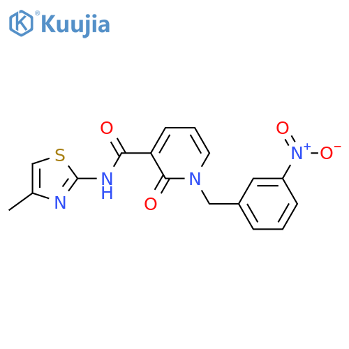 N-(4-methyl-1,3-thiazol-2-yl)-1-(3-nitrophenyl)methyl-2-oxo-1,2-dihydropyridine-3-carboxamide structure