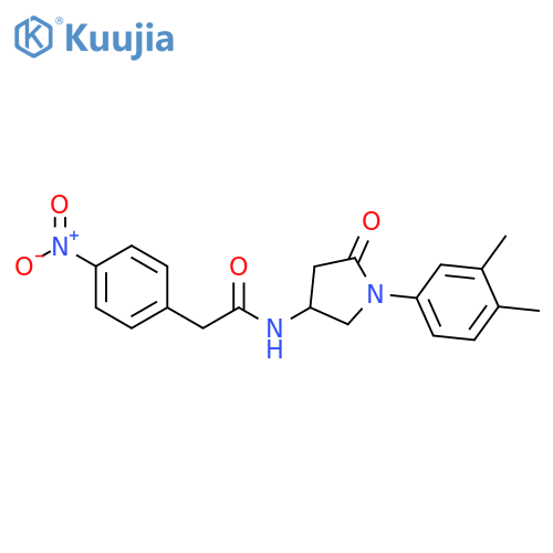 N-1-(3,4-dimethylphenyl)-5-oxopyrrolidin-3-yl-2-(4-nitrophenyl)acetamide structure