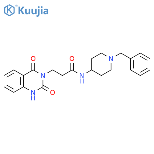 N-(1-benzylpiperidin-4-yl)-3-(2,4-dioxo-1,2,3,4-tetrahydroquinazolin-3-yl)propanamide structure