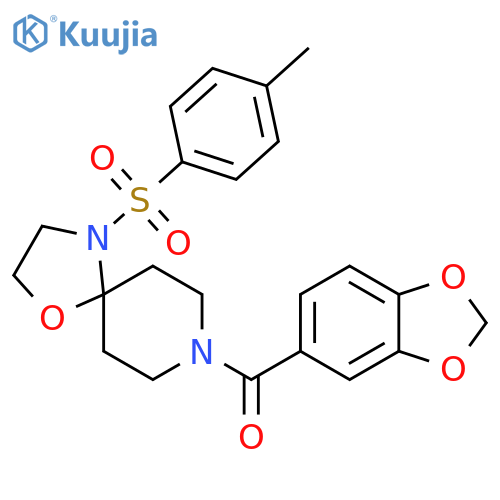 8-(2H-1,3-benzodioxole-5-carbonyl)-4-(4-methylbenzenesulfonyl)-1-oxa-4,8-diazaspiro4.5decane structure