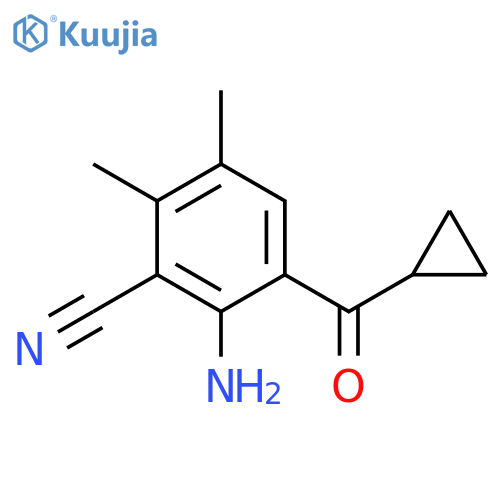 Benzonitrile, 2-amino-3-(cyclopropylcarbonyl)-5,6-dimethyl- structure