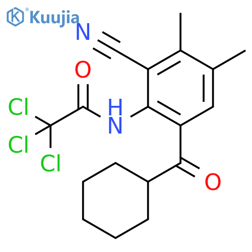 Acetamide,2,2,2-trichloro-N-[2-cyano-6-(cyclohexylcarbonyl)-3,4-dimethylphenyl]- structure