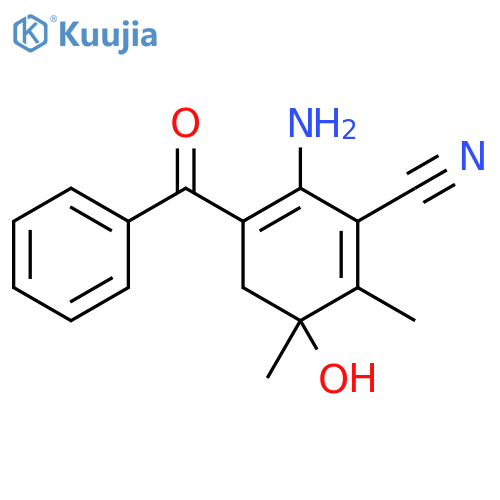 1,5-Cyclohexadiene-1-carbonitrile,6-amino-5-benzoyl-3-hydroxy-2,3-dimethyl- structure