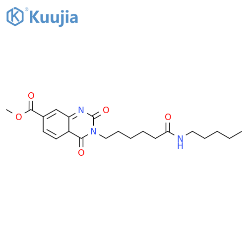 methyl 2,4-dioxo-3-5-(pentylcarbamoyl)pentyl-1,2,3,4-tetrahydroquinazoline-7-carboxylate structure