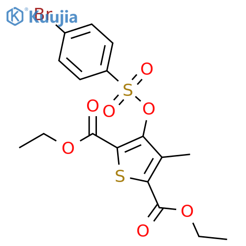 2,5-Thiophenedicarboxylic acid, 3-[[(4-bromophenyl)sulfonyl]oxy]-4-methyl-, 2,5-diethyl ester structure