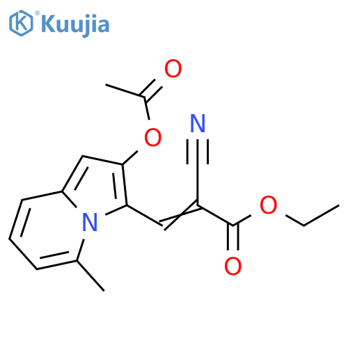 2-Propenoic acid, 3-[2-(acetyloxy)-5-methyl-3-indolizinyl]-2-cyano-, ethylester structure
