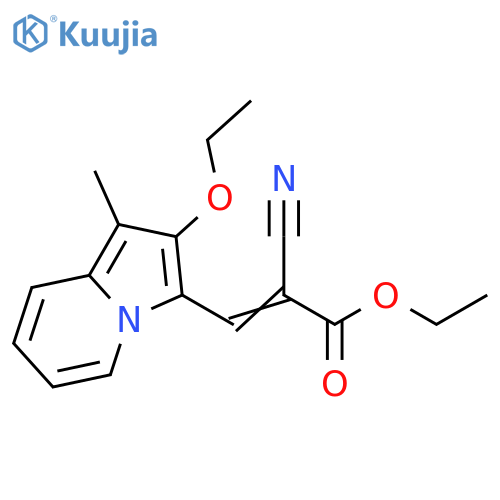 2-Propenoic acid, 2-cyano-3-(2-ethoxy-1-methyl-3-indolizinyl)-, ethylester structure