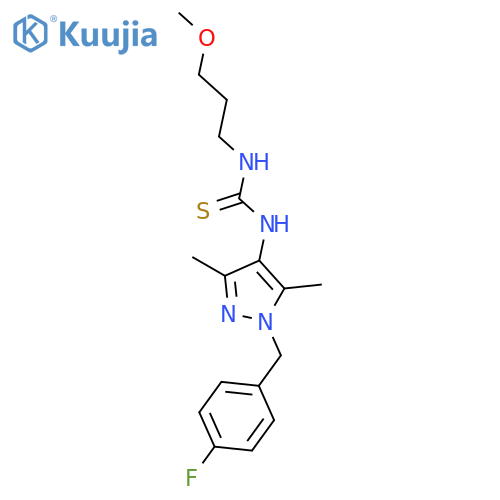 <br>1-[1-(4-Fluoro-benzyl)-3,5-dimethyl-1H-pyrazol-4-yl]-3-(3-methoxy-propyl)-t hiourea structure