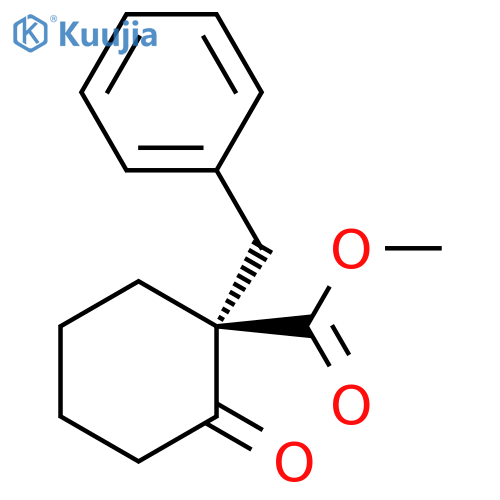 Cyclohexanecarboxylic acid, 2-oxo-1-(phenylmethyl)-, methyl ester, (S)- structure