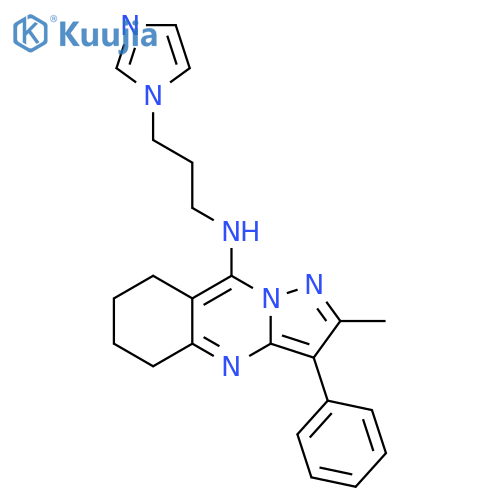 N-3-(1H-imidazol-1-yl)propyl-2-methyl-3-phenyl-5H,6H,7H,8H-pyrazolo3,2-bquinazolin-9-amine structure