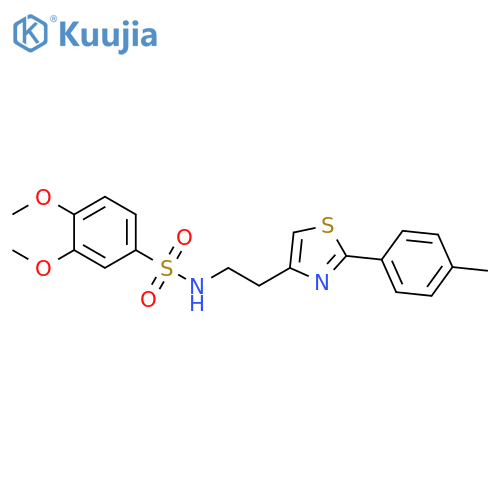 3,4-dimethoxy-N-{2-2-(4-methylphenyl)-1,3-thiazol-4-ylethyl}benzene-1-sulfonamide structure