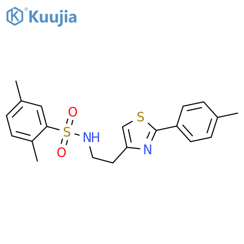 2,5-dimethyl-N-{2-2-(4-methylphenyl)-1,3-thiazol-4-ylethyl}benzene-1-sulfonamide structure