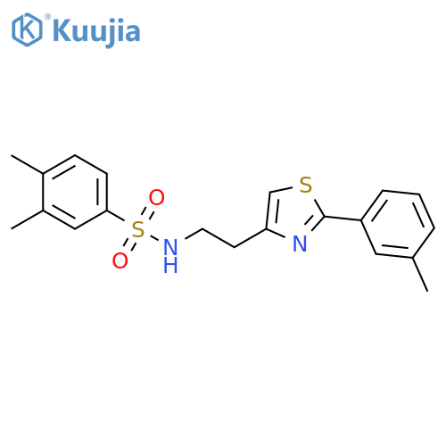 3,4-dimethyl-N-{2-2-(3-methylphenyl)-1,3-thiazol-4-ylethyl}benzene-1-sulfonamide structure