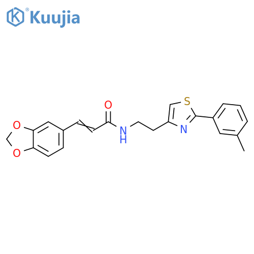 (2E)-3-(2H-1,3-benzodioxol-5-yl)-N-{2-2-(3-methylphenyl)-1,3-thiazol-4-ylethyl}prop-2-enamide structure
