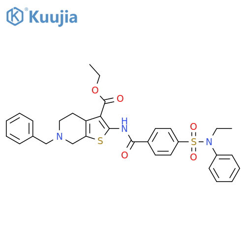 ethyl 6-benzyl-2-{4-ethyl(phenyl)sulfamoylbenzamido}-4H,5H,6H,7H-thieno2,3-cpyridine-3-carboxylate structure