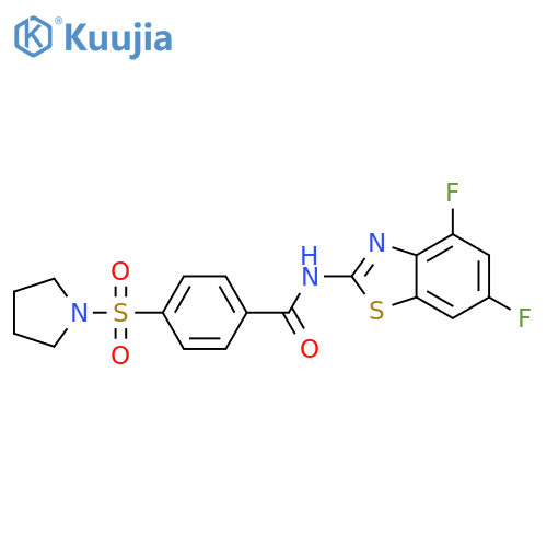 N-(4,6-difluoro-1,3-benzothiazol-2-yl)-4-(pyrrolidine-1-sulfonyl)benzamide structure
